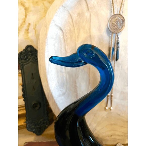 Vintage Viking Glass Bluenique Duck Figurine – Epic Line #1317 “Head Up Duck” – - Picture 5 of 5